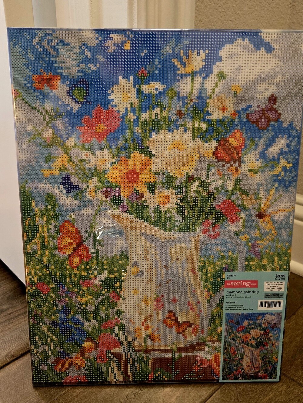 Mounted Canvas Diamond Art Kit, Complete, Watercan  Diamond Painting 11X15